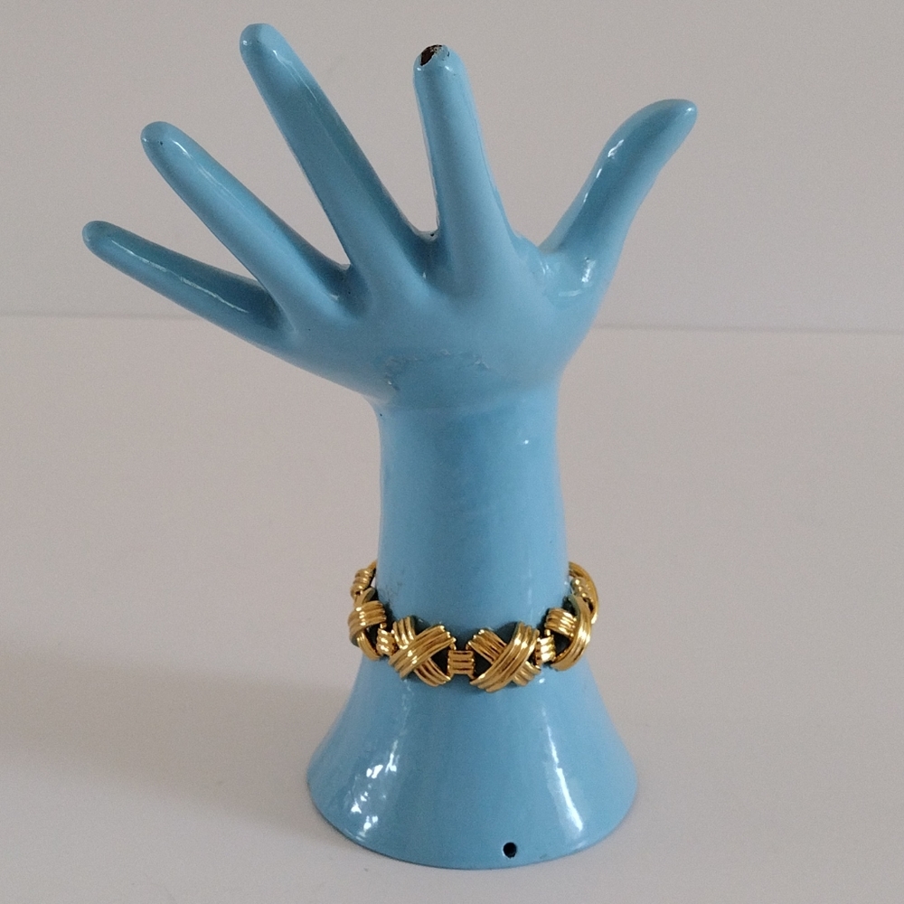 Napier 90s Gold-Plated Chunky X Link Patent Bracelet